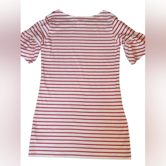 Ann Lane - NWT, Red & White Stripes, A - Line Dress W/ Ruffles On Short Sleeves - Picture 6 of 11